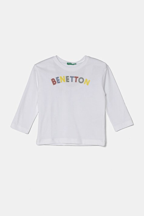 Хлопковый детский лонгслив United Colors of Benetton цвет белый 3I1XG10HS