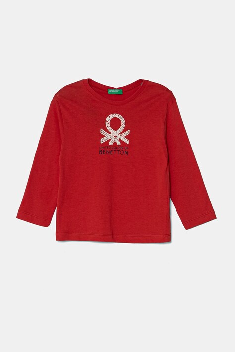 Хлопковый детский лонгслив United Colors of Benetton цвет красный 3I1XG10HS