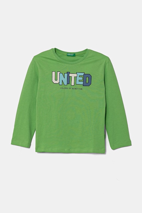 United Colors of Benetton longsleeve din bumbac pentru copii culoarea verde, 3I1XG10HS