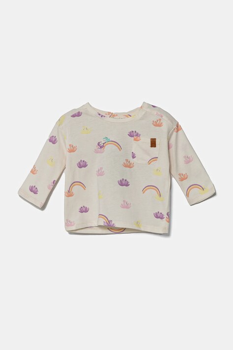 United Colors of Benetton longsleeve din bumbac pentru copii culoarea bej, 3H12A1064