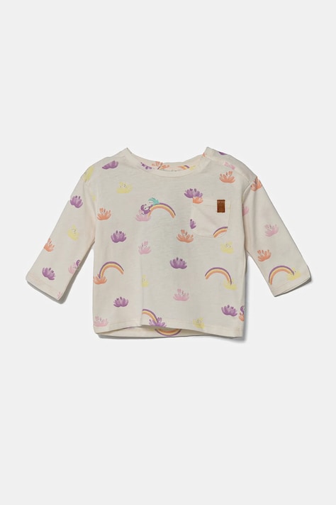 United Colors of Benetton longsleeve din bumbac pentru copii culoarea bej, 3H12A1064