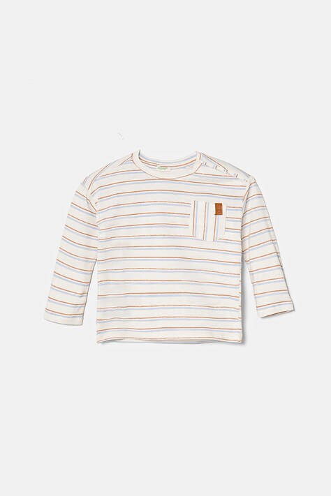 United Colors of Benetton longsleeve din bumbac pentru copii culoarea bej, 3H12A1064