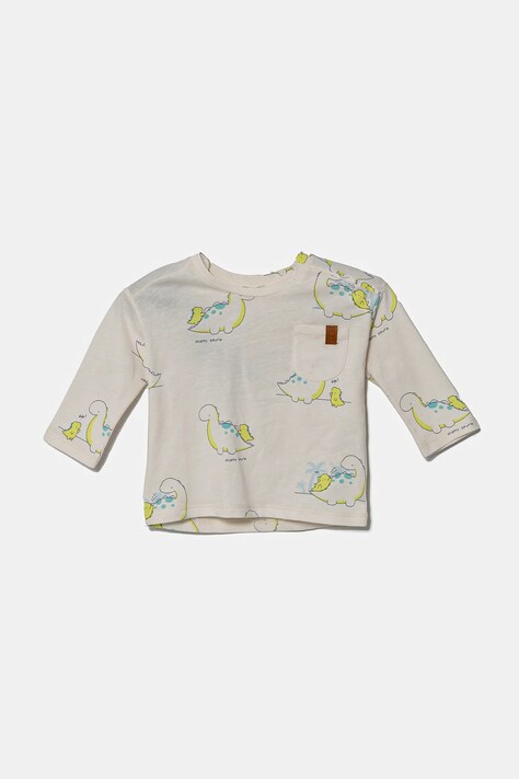 United Colors of Benetton longsleeve din bumbac pentru copii culoarea bej, 3H12A1064