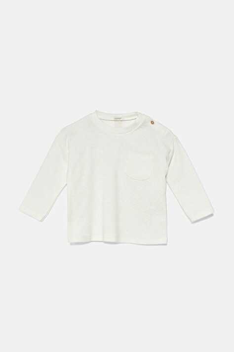 Бавовняний лонгслів для немовлят United Colors of Benetton колір білий однотонний 3X3MA105Y