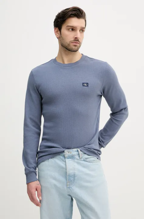 Calvin Klein Jeans longsleeve bawełniany kolor szary gładki J30J327117