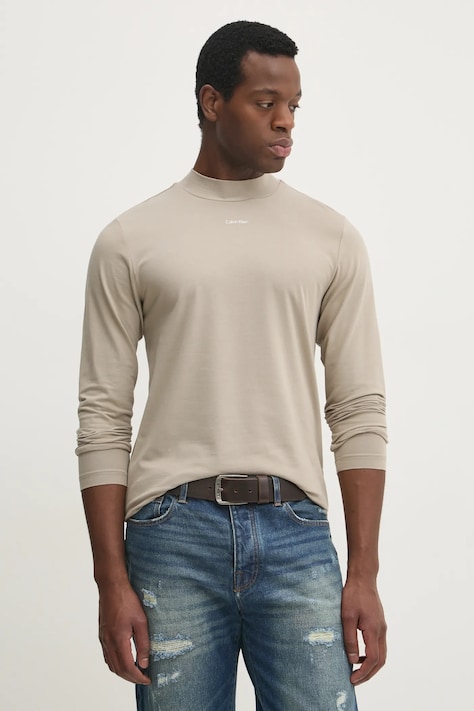 Μακρυμάνικο Calvin Klein χρώμα: μπεζ, K10K113792