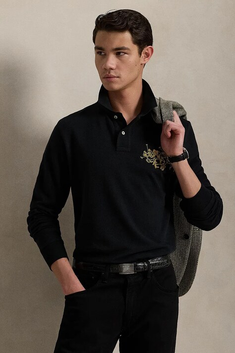 Polo Ralph Lauren pamut hosszúujjú fekete, sima, 710968950