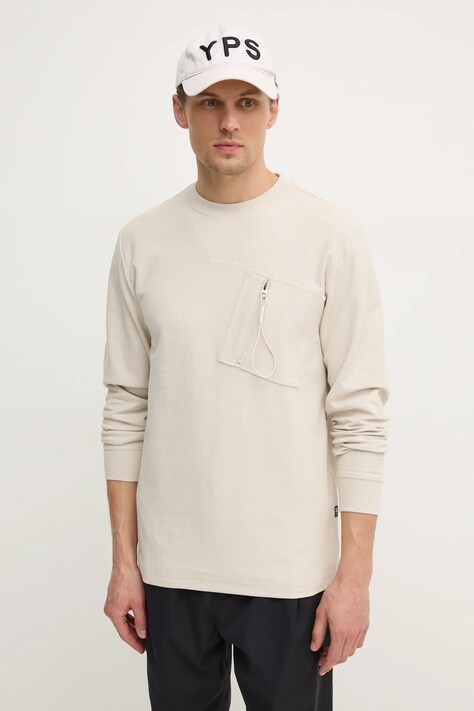 G-Star longsleeve din bumbac culoarea bej, uni, D25167-D617