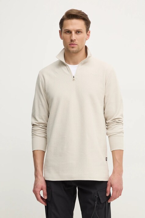 G-Star longsleeve din bumbac culoarea bej, cu imprimeu, D26452-D617