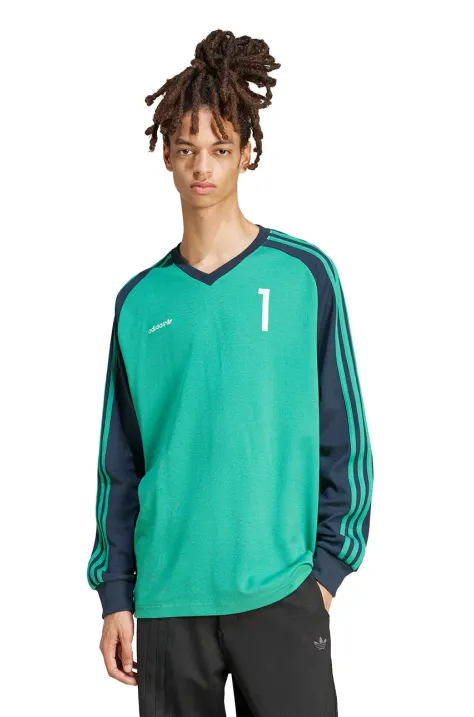 adidas Originals longsleeve JERSEY bărbați, culoarea verde, cu imprimeu, JC8373