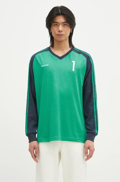 adidas Originals longsleeve JERSEY bărbați, culoarea verde, cu imprimeu, JC8373