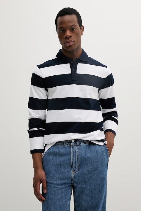 Бавовняний лонгслів Paul&Shark колір синій візерунок 25411836