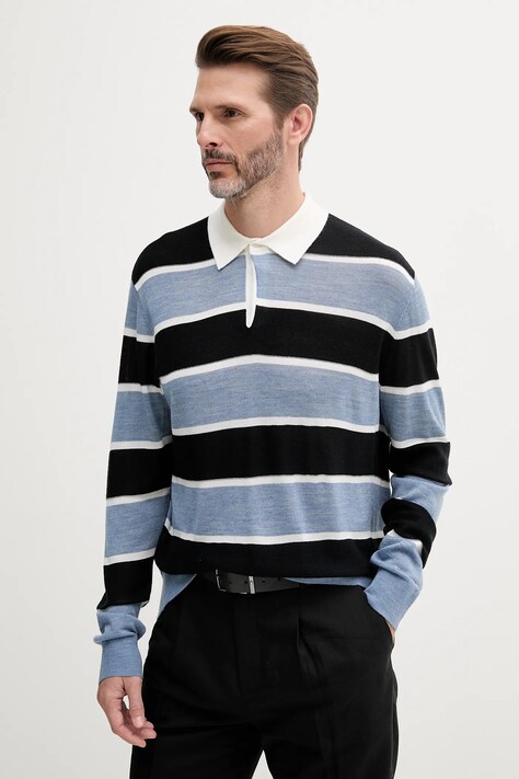 Vlněný svetr Armani Exchange pánský, modrá barva, XM000683 AF12929