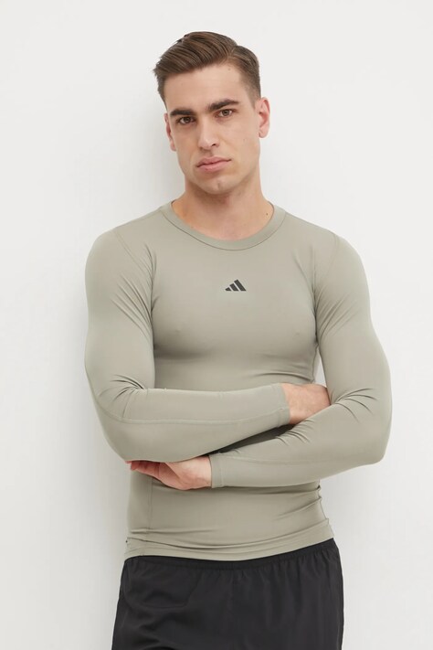 adidas Performance mânecă lungă de antrenament Techfit culoarea gri, neted, JE6704