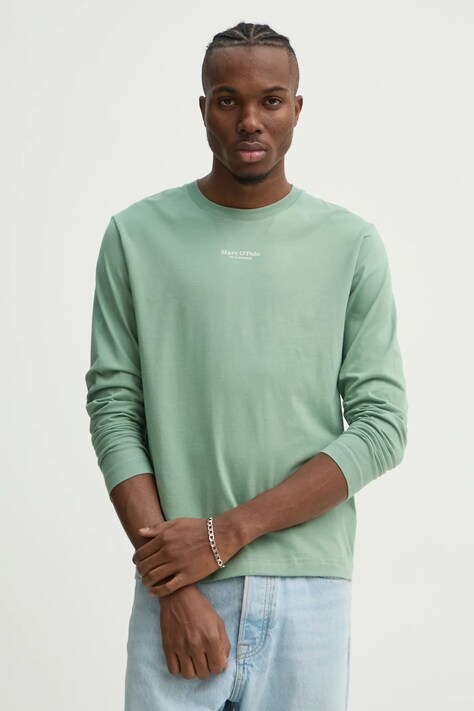 Marc O'Polo tricou din bumbac barbati, culoarea verde, neted, 520201252020