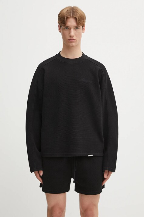 Represent longsleeve bawełniany Waffle Longsleeve kolor czarny gładki MLM41209.01