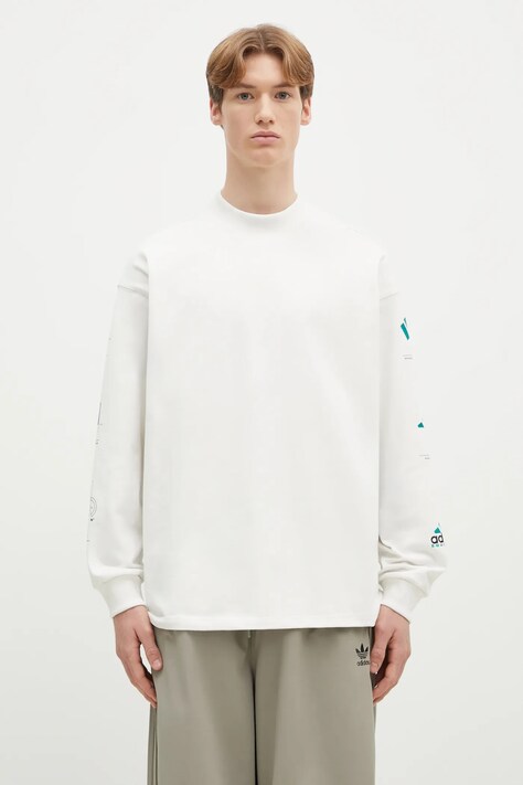 Bavlněné tričko s dlouhým rukávem adidas Originals Equipment GFX Tee Longsleeve bílá barva, s potiskem, JN4846