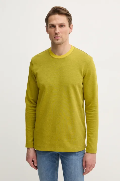 Sisley longsleeve barbati, culoarea verde, neted, 3O35S104C