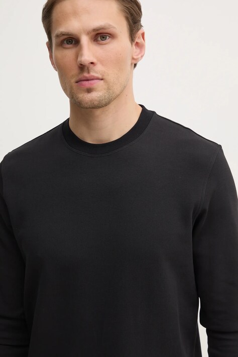 Sisley longsleeve barbati, culoarea negru, neted, 3O35S104C