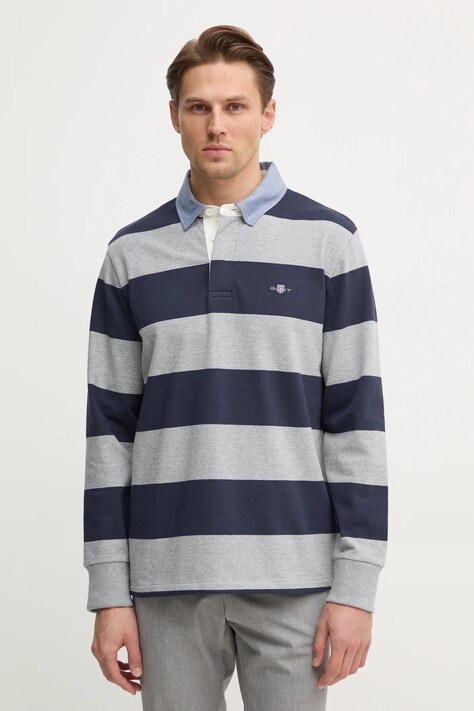 Gant longsleeve din bumbac culoarea gri, cu imprimeu, 2004083