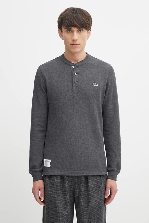 Lacoste longsleeve kolor szary z aplikacją TH0035