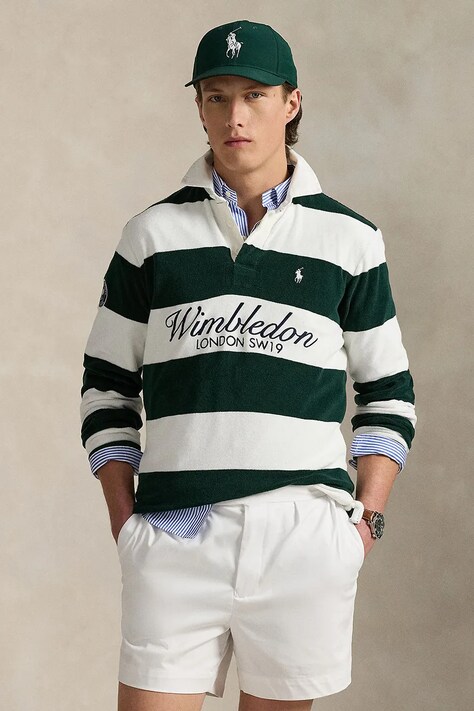 Бавовняний лонгслів Polo Ralph Lauren колір зелений візерунок 710970489