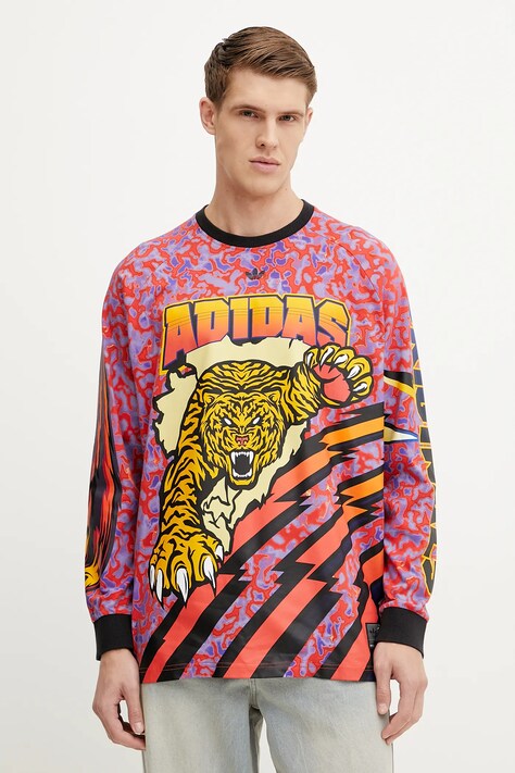 Bavlnené tričko s dlhým rukávom adidas Originals GRAPHIC LS TEE fialová farba, vzorované, JX1702