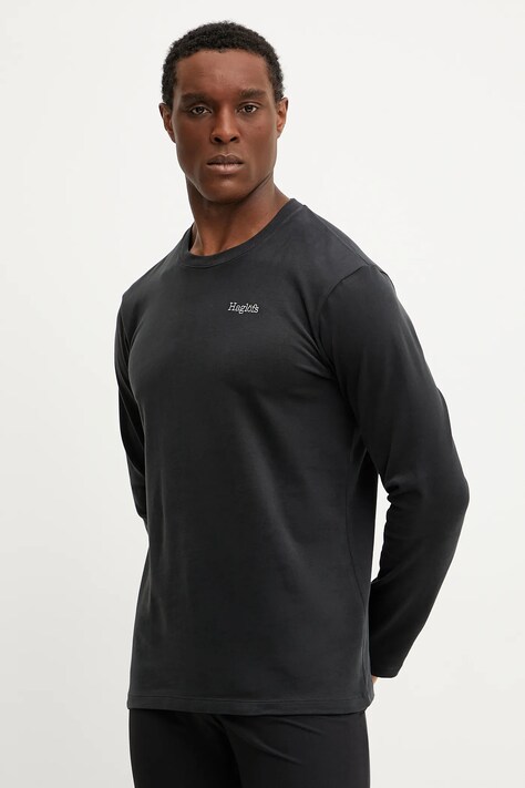 Haglöfs longsleeve barbati, culoarea negru, neted, 607660