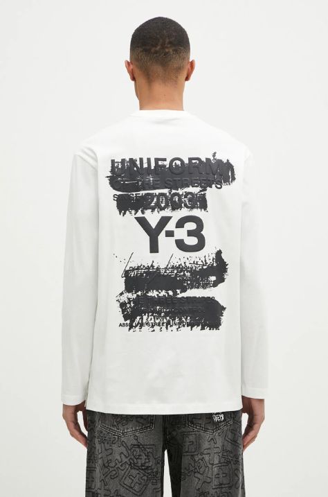 Хлопковый лонгслив Y-3 Graphic Longsleeve Tee цвет белый с принтом JM3234