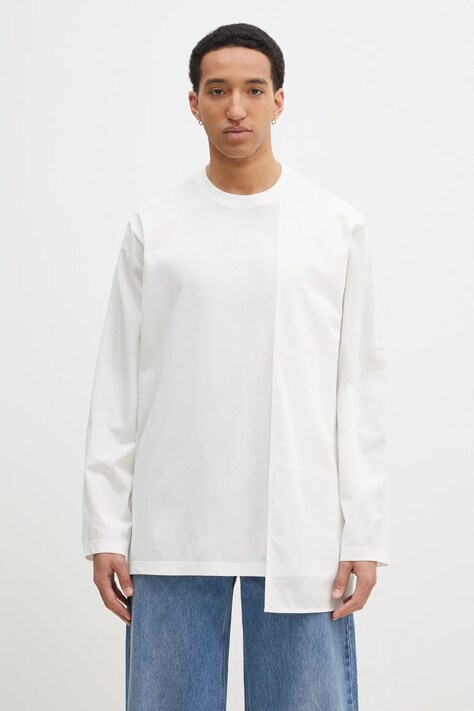 Блуза с дълги ръкави Y-3 Premium Longsleeve Tee в бяло с изчистен дизайн JM7811