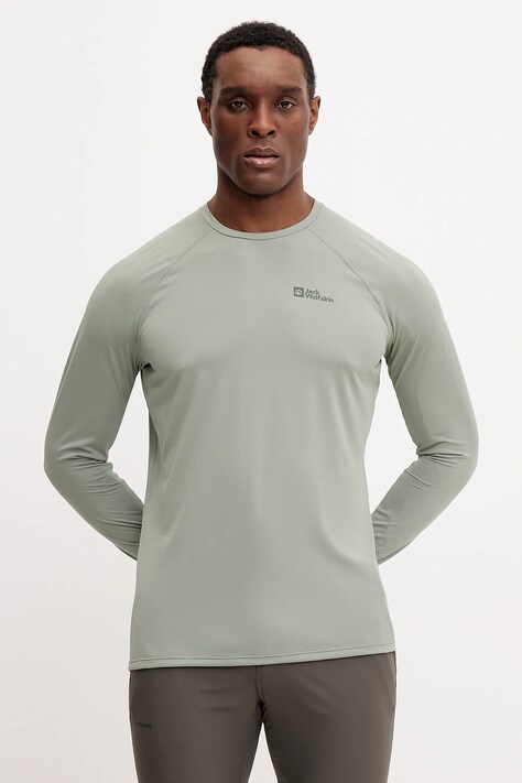 Jack Wolfskin longsleeve sport Prelight Swift culoarea verde, neted, A63803
