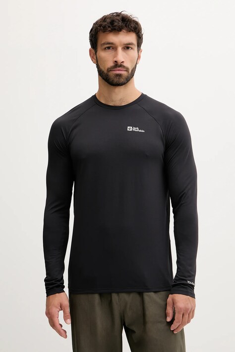 Jack Wolfskin longsleeve sport Prelight Swift culoarea verde, uni, A63803