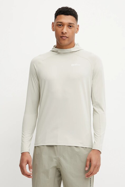 Jack Wolfskin hanorac în aer liber Prelight Swift culoarea bej, cu glugă, uni, A63797