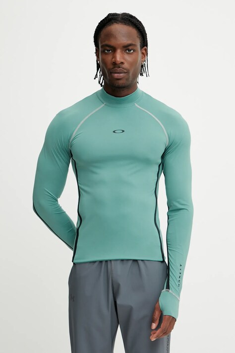 Oakley mânecă lungă de antrenament T-shirt do pływania culoarea turcoaz, cu imprimeu, FOA406861
