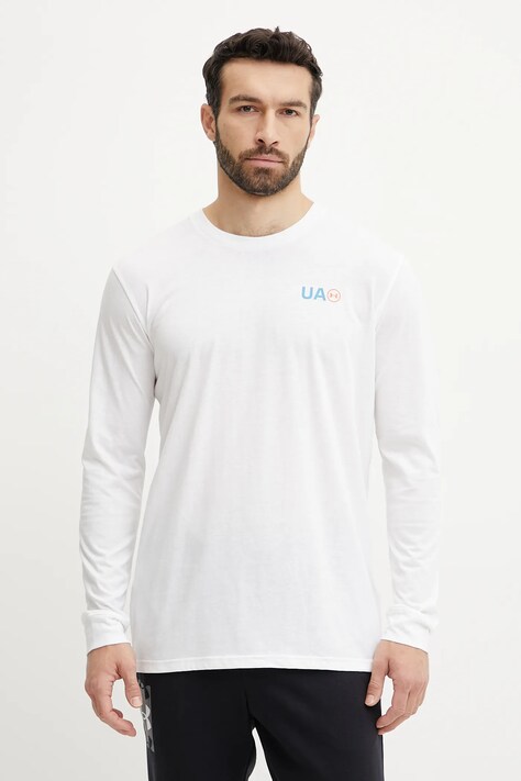 Лонгслів для тренувань Under Armour Workwear Logo — SS25-BUM03Z, білий — фото 3