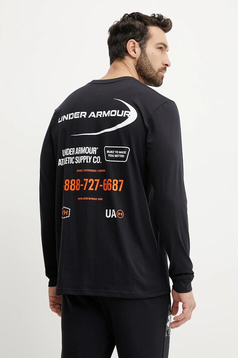 Under Armour mânecă lungă de antrenament Workwear Logo culoarea negru, cu imprimeu, 1390167
