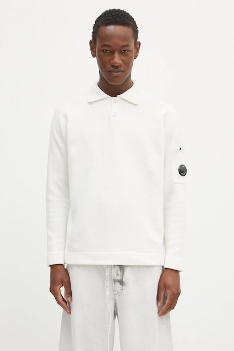 Βαμβακερό πουλόβερ C.P. Company ανδρικό, χρώμα: μπεζ, 18CMKN070A005687G