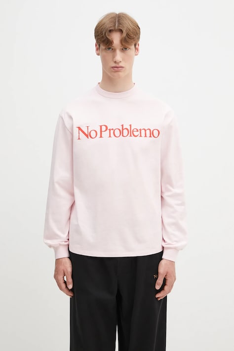 Bavlnené tričko s dlhým rukávom No Problemo No Problemo LS Tee ružová farba, s potlačou, NP6002203