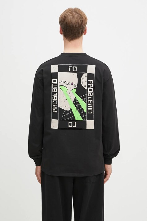 No Problemo longsleeve bawełniany No Vision LS Tee kolor czarny z nadrukiem NP6002303