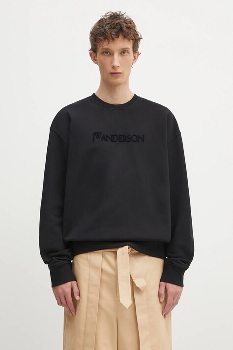 Хлопковая кофта JW Anderson Logo Embroidery цвет чёрный с аппликацией JW0215.PG1632.999