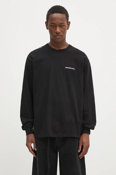 Бавовняний лонгслів NEIGHBORHOOD Nh . Tee Ls-8 колір чорний однотонна 242PCNH.LT08
