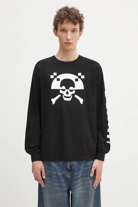 Бавовняний лонгслів NEIGHBORHOOD NH . Tee LS-5 колір чорний з принтом 242PCNH.LT05