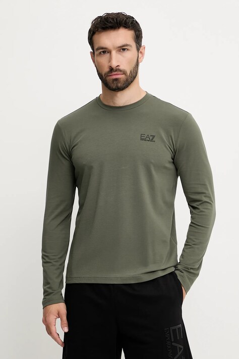 EA7 Emporio Armani longsleeve kolor zielony z nadrukiem 8NPT28.PJVQZ.1846
