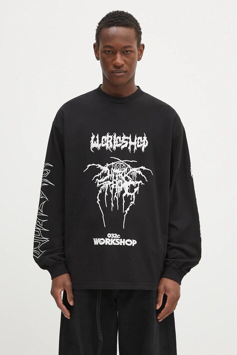 032C cotton longsleeve top 'Armour' black color with a print S25-URC-0251-050