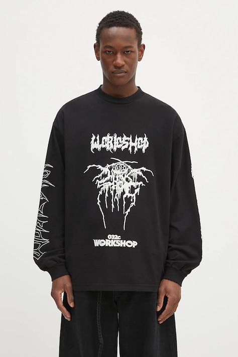 032C cotton longsleeve top 'Armour' black color with a print S25-URC-0251-050