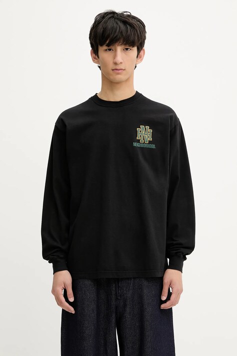NEIGHBORHOOD longsleeve bawełniany Nh . Tee Ls-8 kolor czarny z nadrukiem 251PCNH.LT08