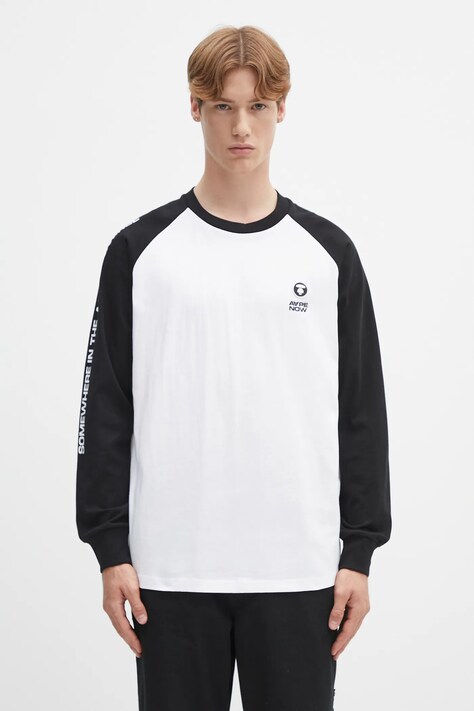 Памучна блуза с дълги ръкави AAPE Now Long в черно с десен AAPLTM1541XXN