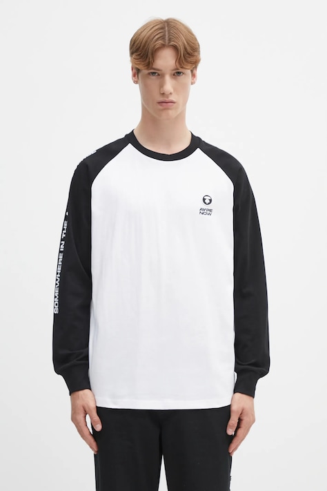 AAPE cotton longsleeve top Now Long black color patterned AAPLTM1541XXN