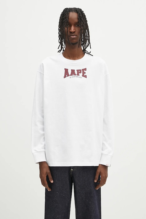 AAPE cotton longsleeve top Main Long white color with a print AAPLTM1544XXN