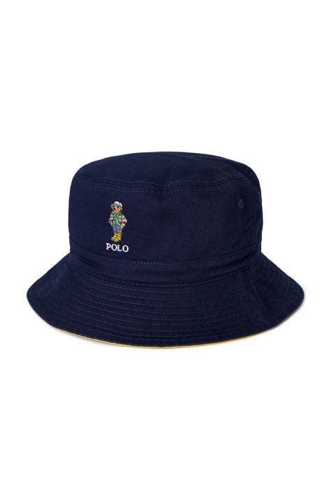 Dětský bavlněný klobouk Polo Ralph Lauren tmavomodrá barva, 323958984001